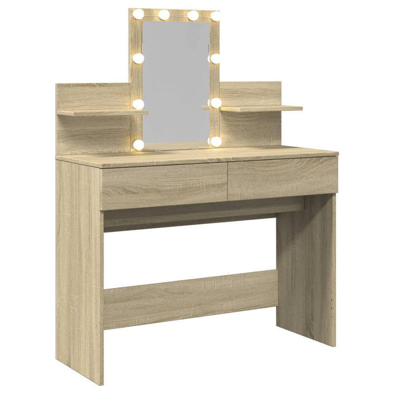vidaXL sonoma tölgy színű fésülködőasztal LED-del 100 x 40 x 130 cm