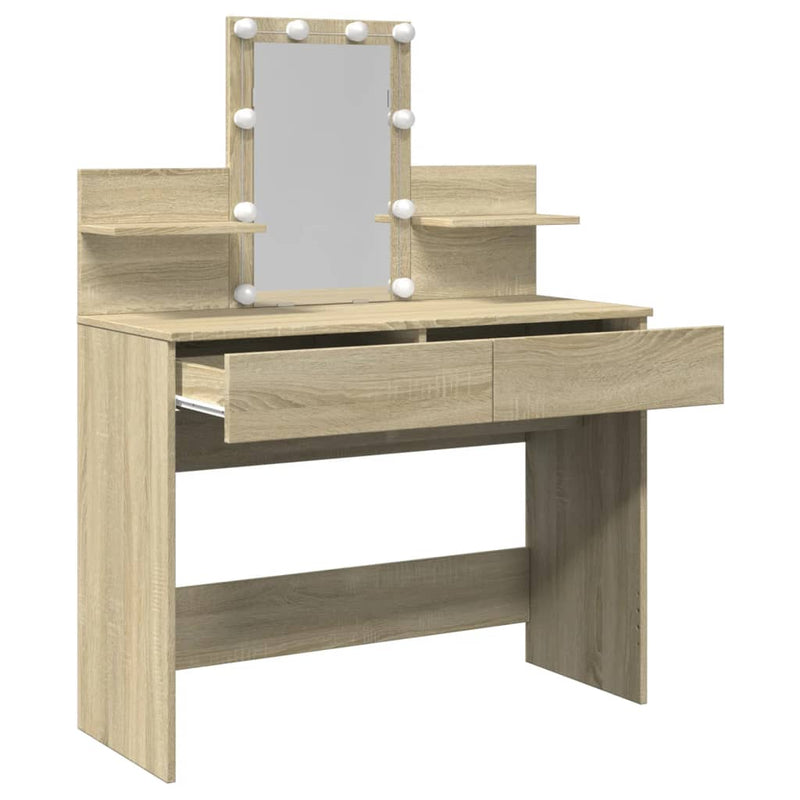 vidaXL sonoma tölgy színű fésülködőasztal LED-del 100 x 40 x 130 cm