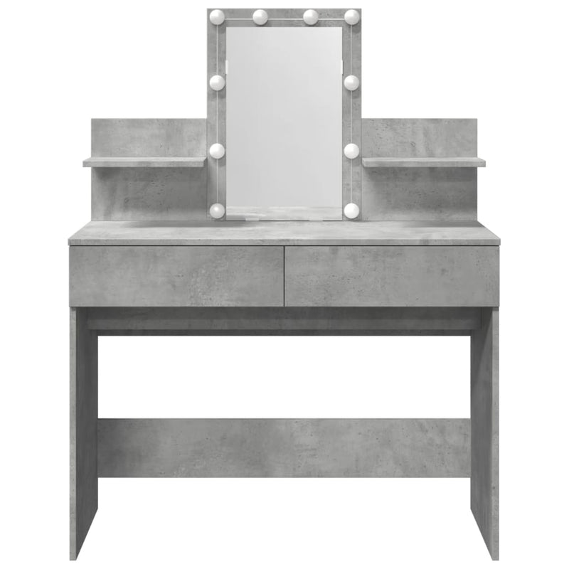 vidaXL betonszürke fésülködőasztal LED-del 100 x 40 x 130 cm