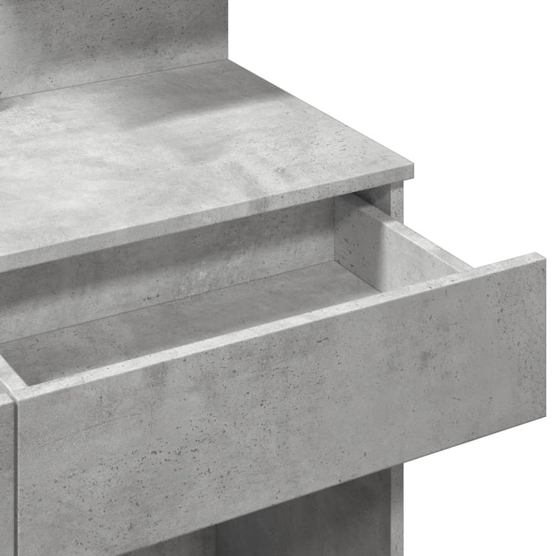 vidaXL betonszürke fésülködőasztal LED-del 100 x 40 x 130 cm