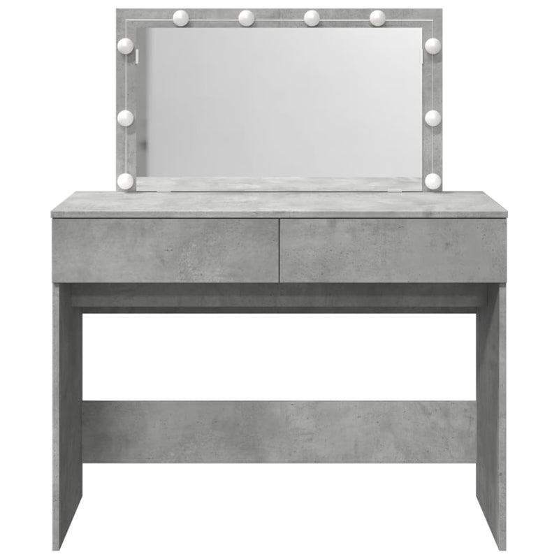 vidaXL betonszürke fésülködőasztal LED-del 100 x 40 x 120 cm