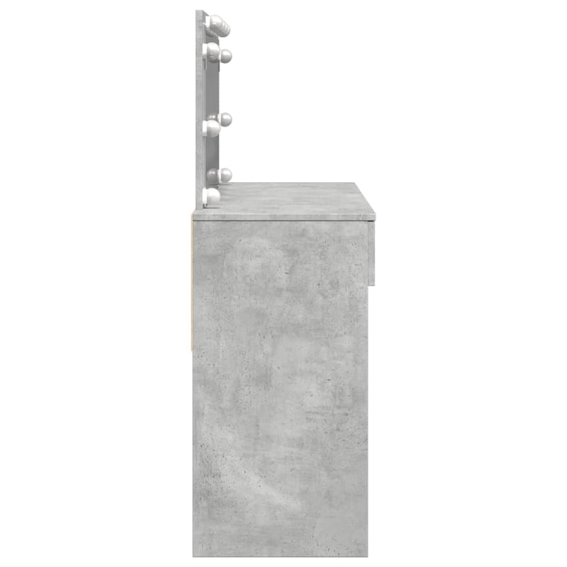vidaXL betonszürke fésülködőasztal LED-del 100 x 40 x 120 cm