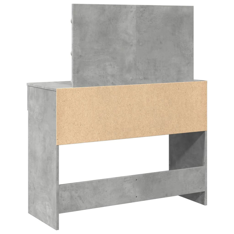 vidaXL betonszürke fésülködőasztal LED-del 100 x 40 x 120 cm