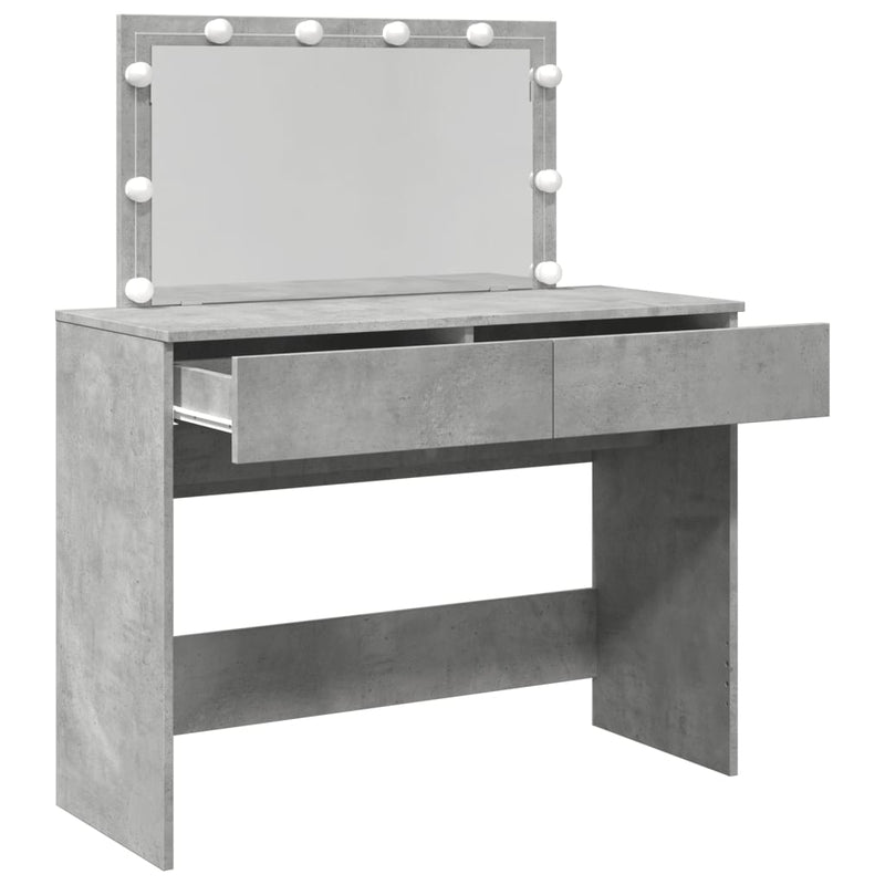 vidaXL betonszürke fésülködőasztal LED-del 100 x 40 x 120 cm