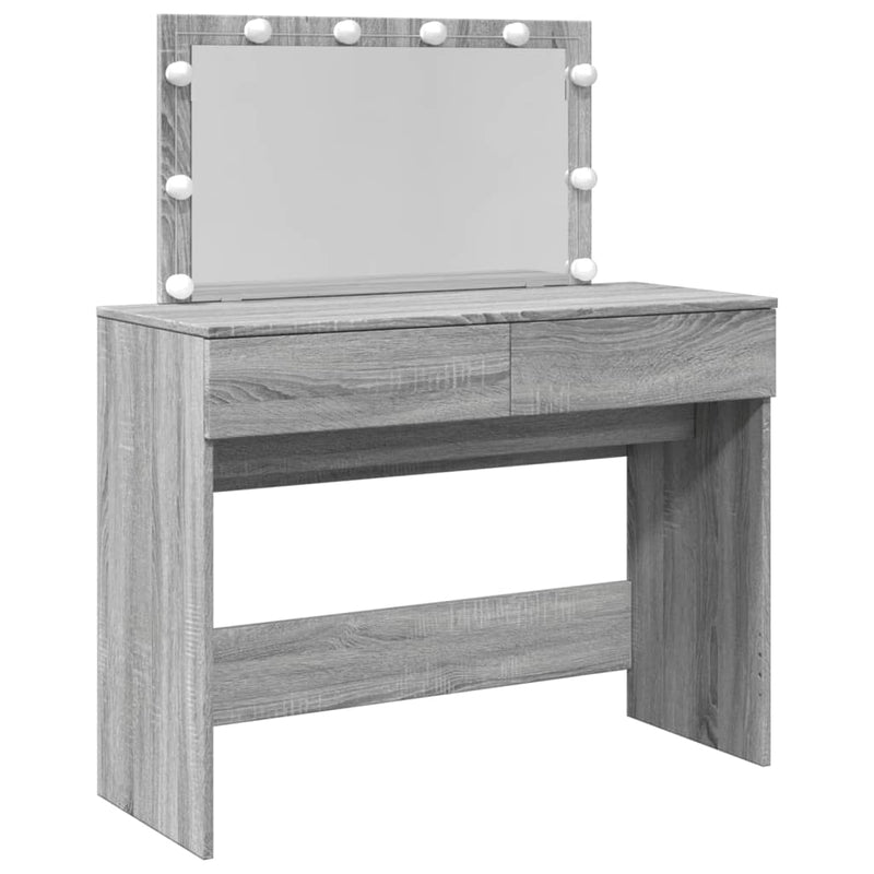 vidaXL szürke sonoma színű fésülködőasztal LED-del 100 x 40 x 120 cm