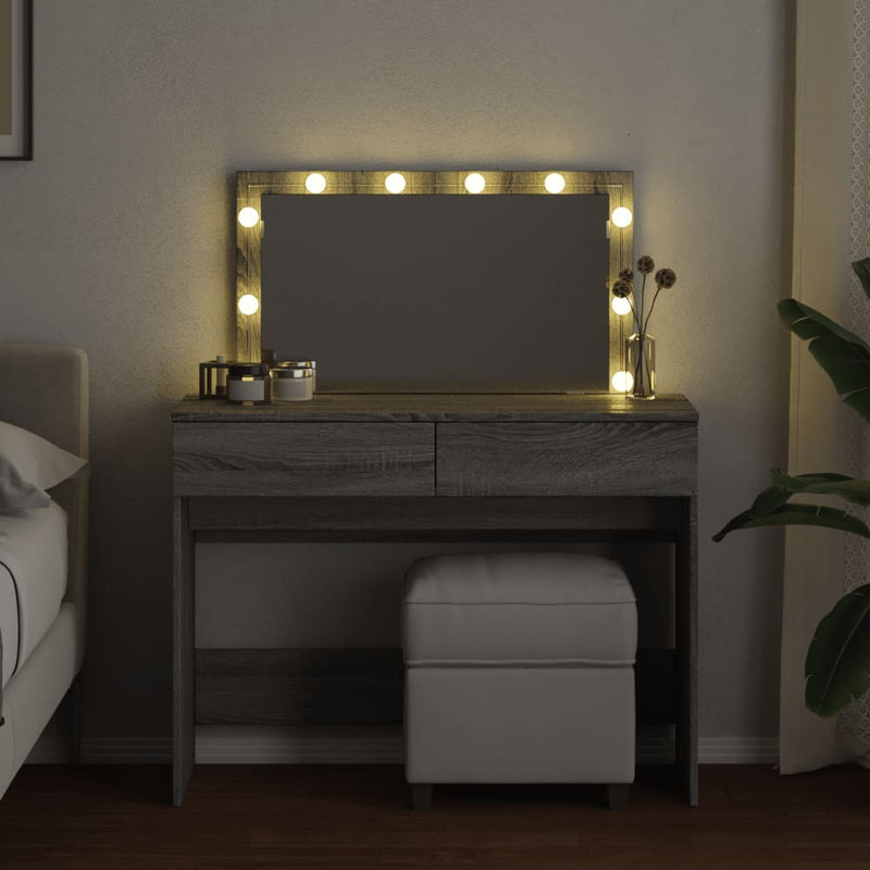 vidaXL szürke sonoma színű fésülködőasztal LED-del 100 x 40 x 120 cm