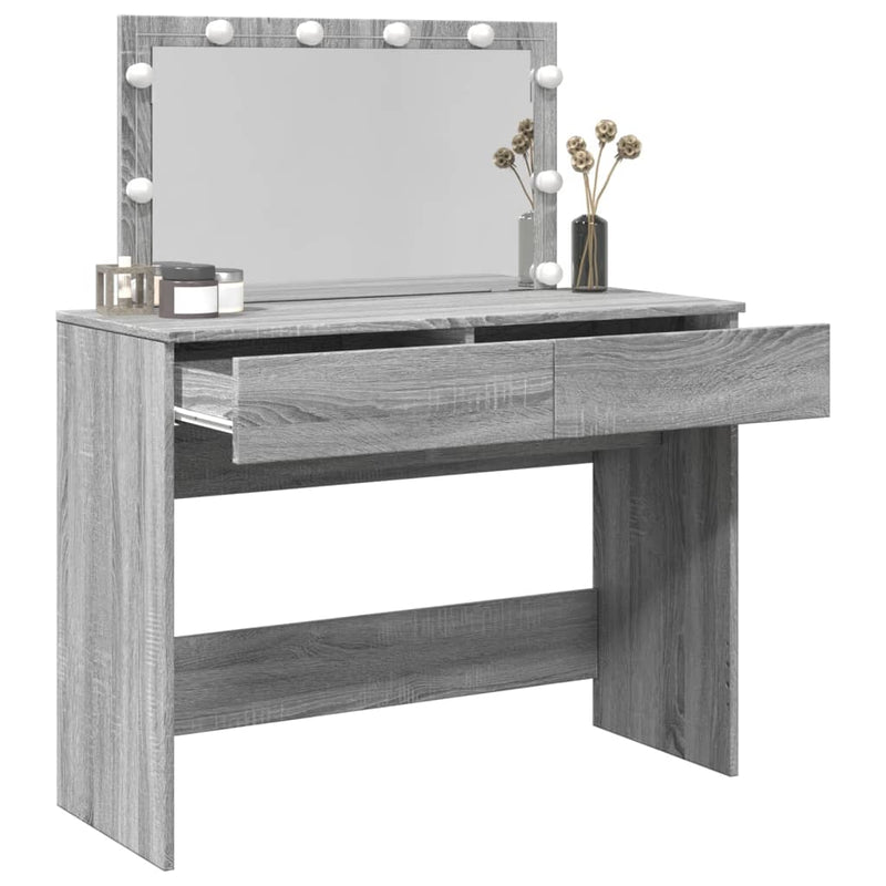 vidaXL szürke sonoma színű fésülködőasztal LED-del 100 x 40 x 120 cm