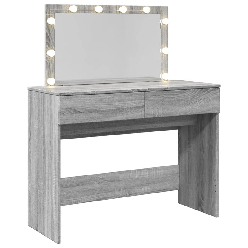 vidaXL szürke sonoma színű fésülködőasztal LED-del 100 x 40 x 120 cm