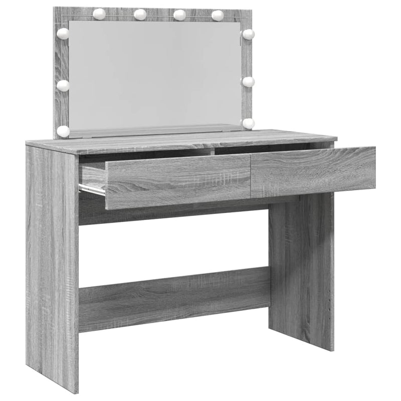 vidaXL szürke sonoma színű fésülködőasztal LED-del 100 x 40 x 120 cm