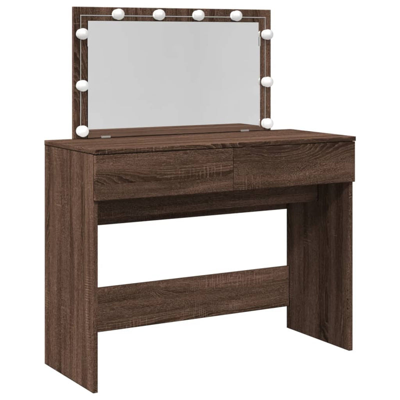vidaXL barna tölgy színű fésülködőasztal LED-del 100 x 40 x 120 cm