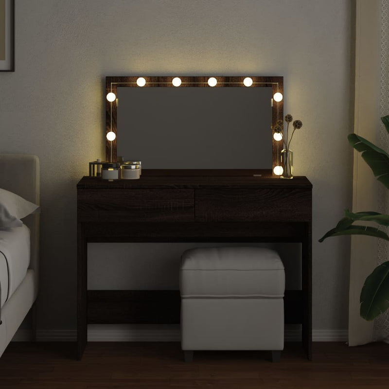 vidaXL barna tölgy színű fésülködőasztal LED-del 100 x 40 x 120 cm