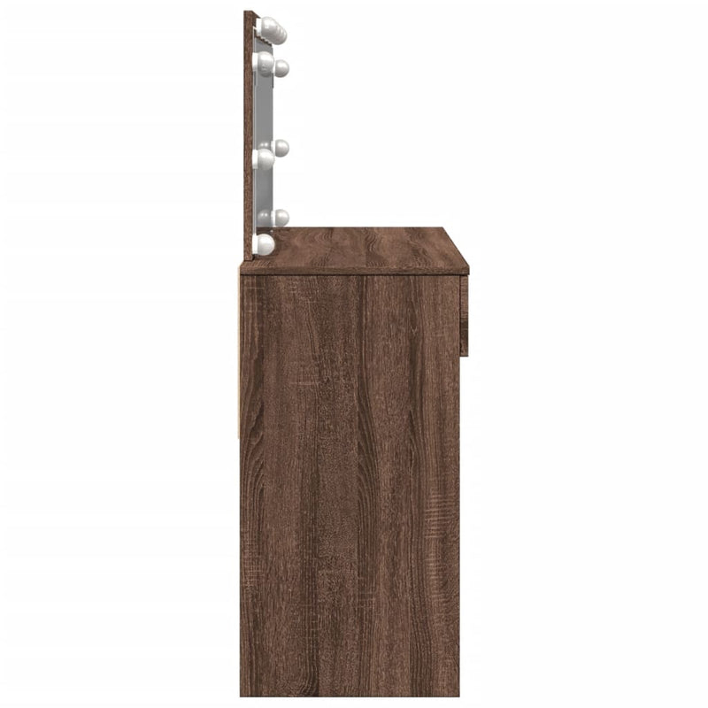 vidaXL barna tölgy színű fésülködőasztal LED-del 100 x 40 x 120 cm