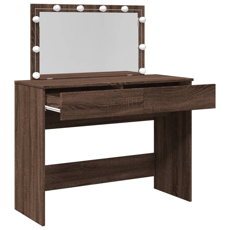vidaXL barna tölgy színű fésülködőasztal LED-del 100 x 40 x 120 cm