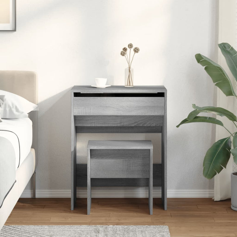 vidaXL szürke sonoma színű fésülködőasztal és ülőke 60x40x113,5 cm