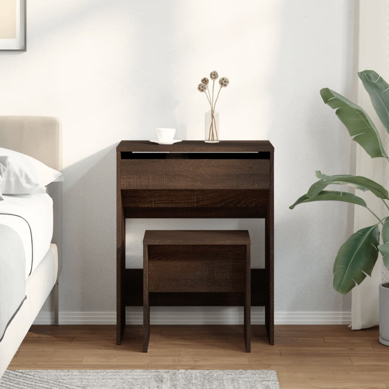 vidaXL barna tölgy színű fésülködőasztal és ülőke 60 x 40 x 113,5 cm