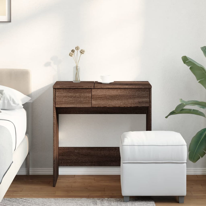vidaXL barna tölgy színű fésülködőasztal tükörrel 73 x 46,5 x 120 cm