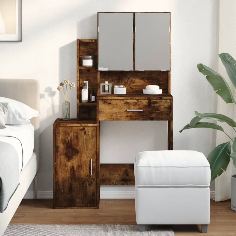 vidaXL füstös tölgy színű fésülködőasztal szekrénnyel 80 x 35 x 132 cm