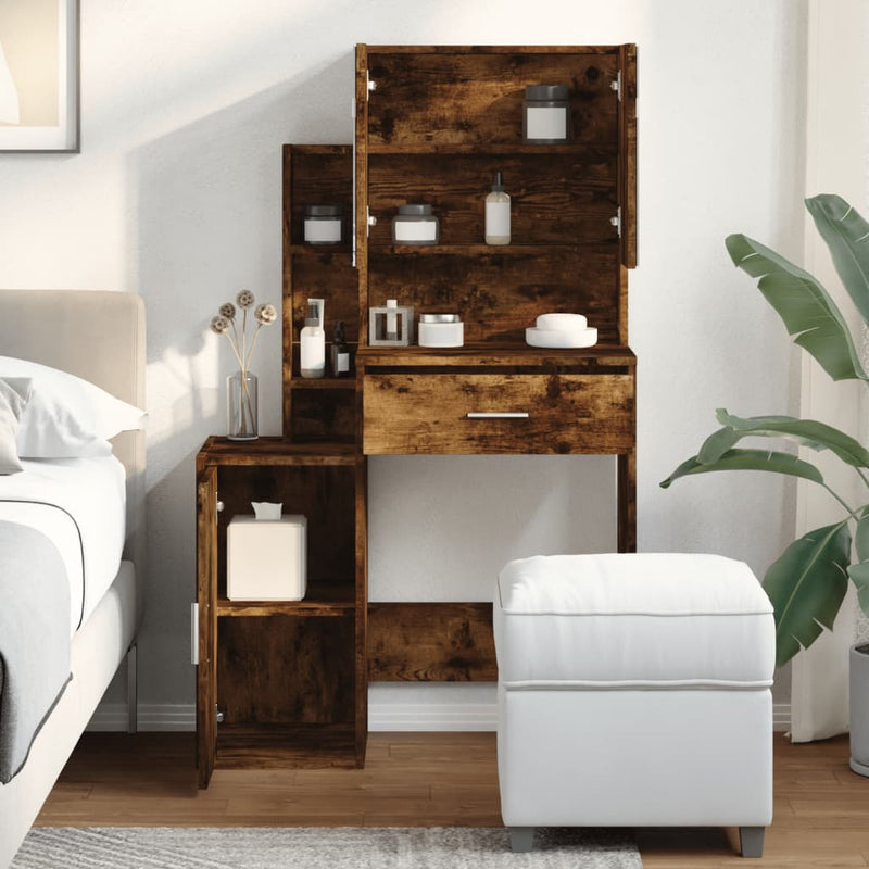 vidaXL füstös tölgy színű fésülködőasztal szekrénnyel 80 x 35 x 132 cm