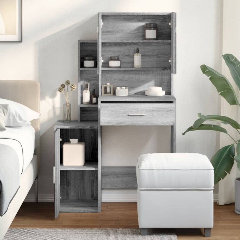 vidaXL szürke sonoma színű fésülködőasztal szekrénnyel 80 x 35 x 132cm
