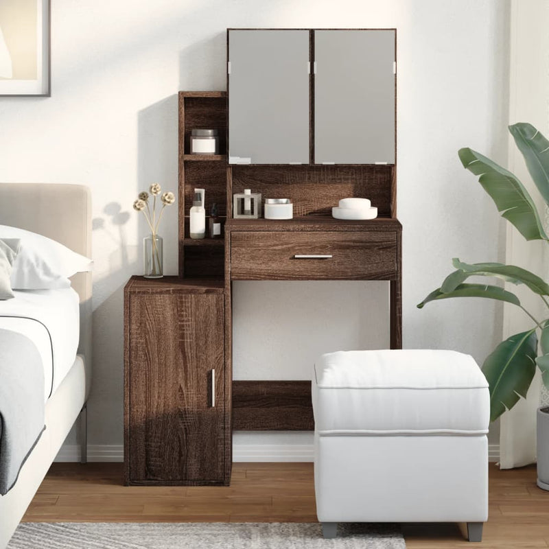 vidaXL barna tölgy színű fésülködőasztal szekrénnyel 80 x 35 x 132 cm