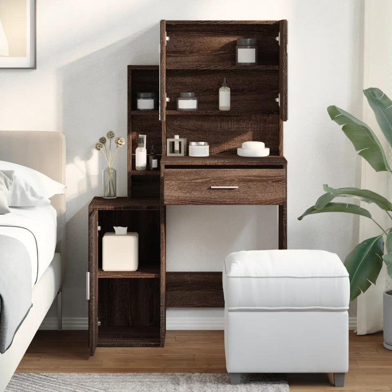 vidaXL barna tölgy színű fésülködőasztal szekrénnyel 80 x 35 x 132 cm