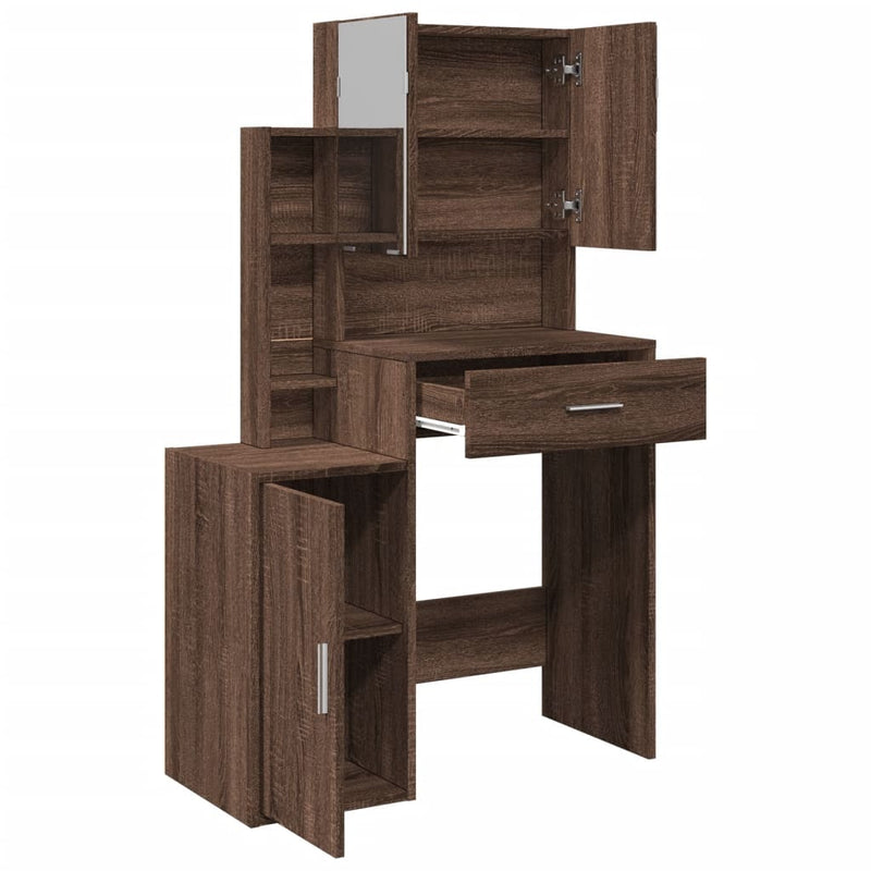 vidaXL barna tölgy színű fésülködőasztal szekrénnyel 80 x 35 x 132 cm