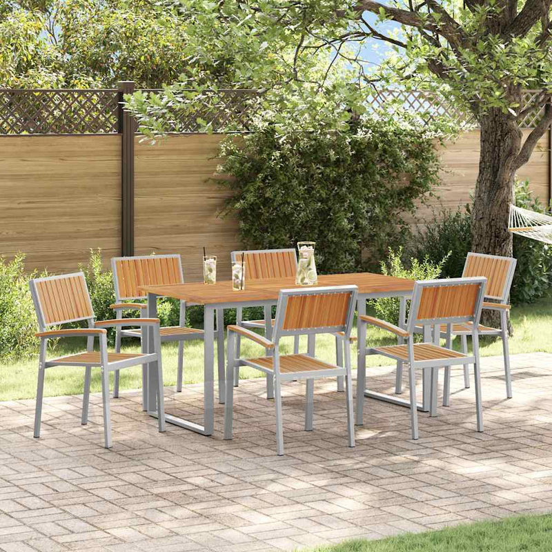vidaXL Kert étkező szett 7 pcs Szürke és barna 160 x 80 x 75 cm