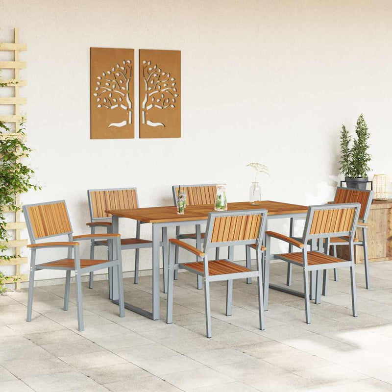 vidaXL Kert étkező szett 7 pcs Szürke és barna 160 x 80 x 75 cm
