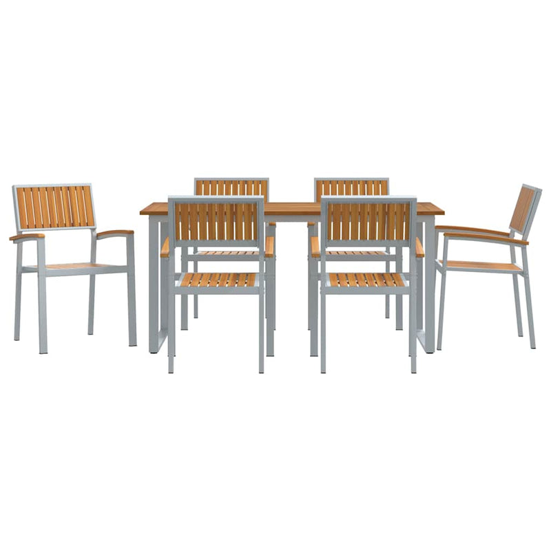vidaXL Kert étkező szett 7 pcs Szürke és barna 160 x 80 x 75 cm