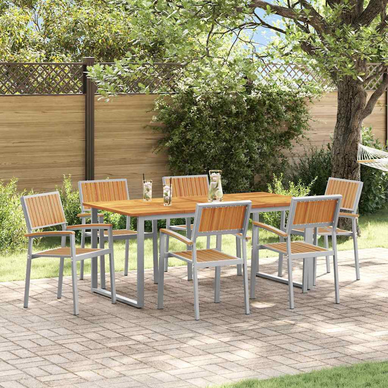 vidaXL Kert étkező szett 7 pcs Szürke és barna 180 x 90 x 75 cm
