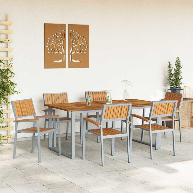 vidaXL Kert étkező szett 7 pcs Szürke és barna 180 x 90 x 75 cm