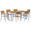 vidaXL Kert étkező szett 7 pcs Szürke és barna Acél és szilárd akácfa