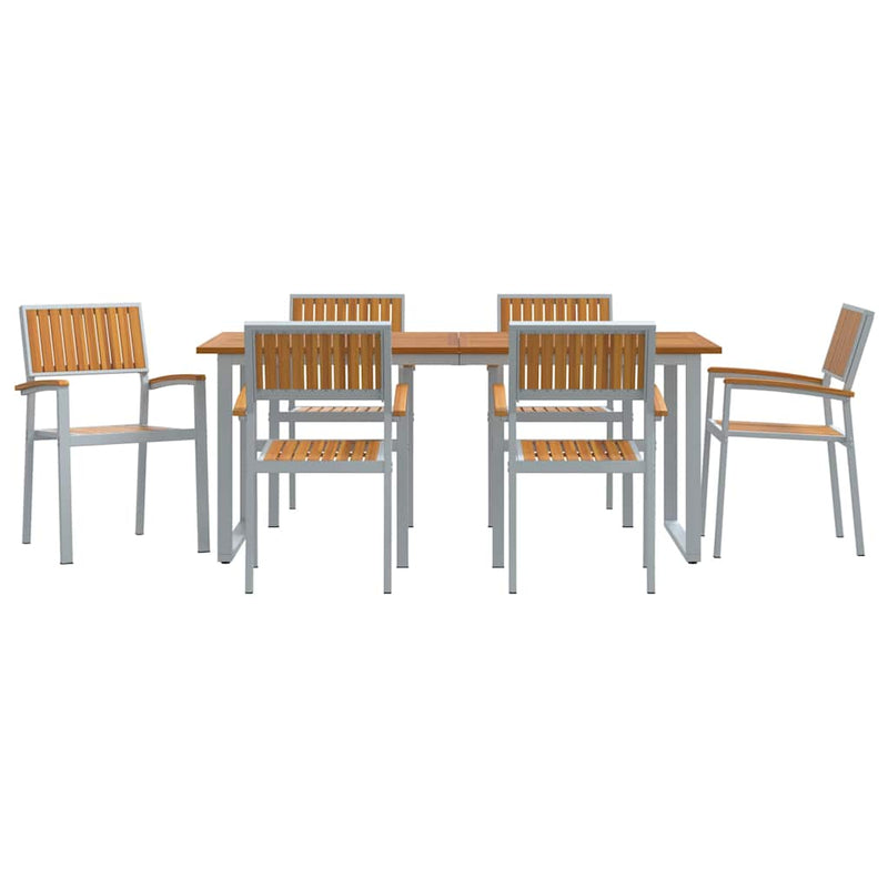 vidaXL Kert étkező szett 7 pcs Szürke és barna 180 x 90 x 75 cm