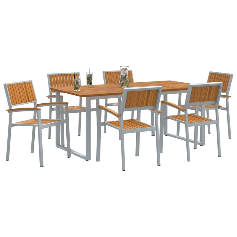 vidaXL Kert étkező szett 7 pcs Szürke és barna 180 x 90 x 75 cm