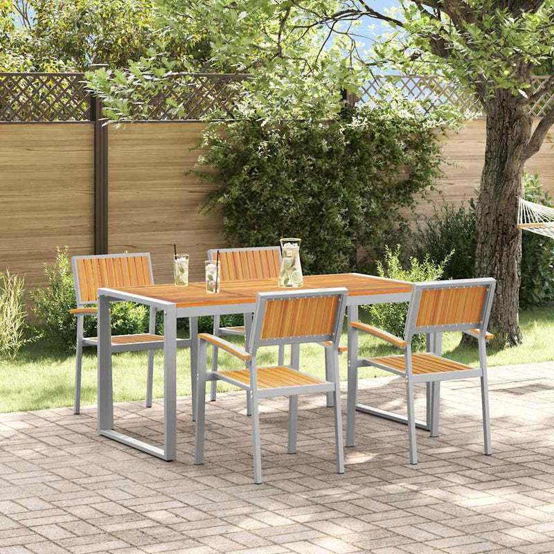 vidaXL Kert étkező szett 5 pcs Szürke és barna 160 x 80 x 75 cm