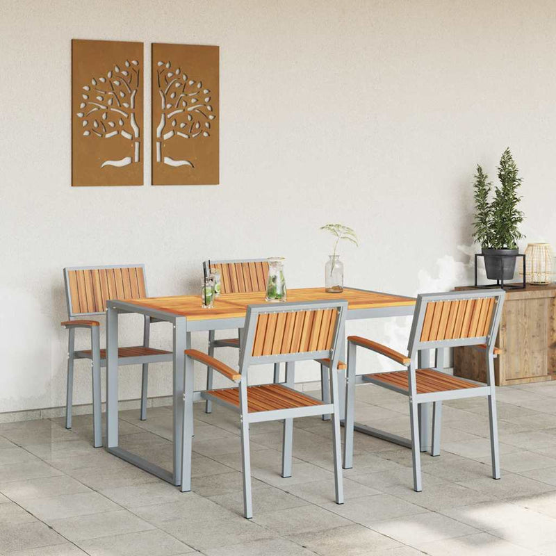 vidaXL Kert étkező szett 5 pcs Szürke és barna 160 x 80 x 75 cm