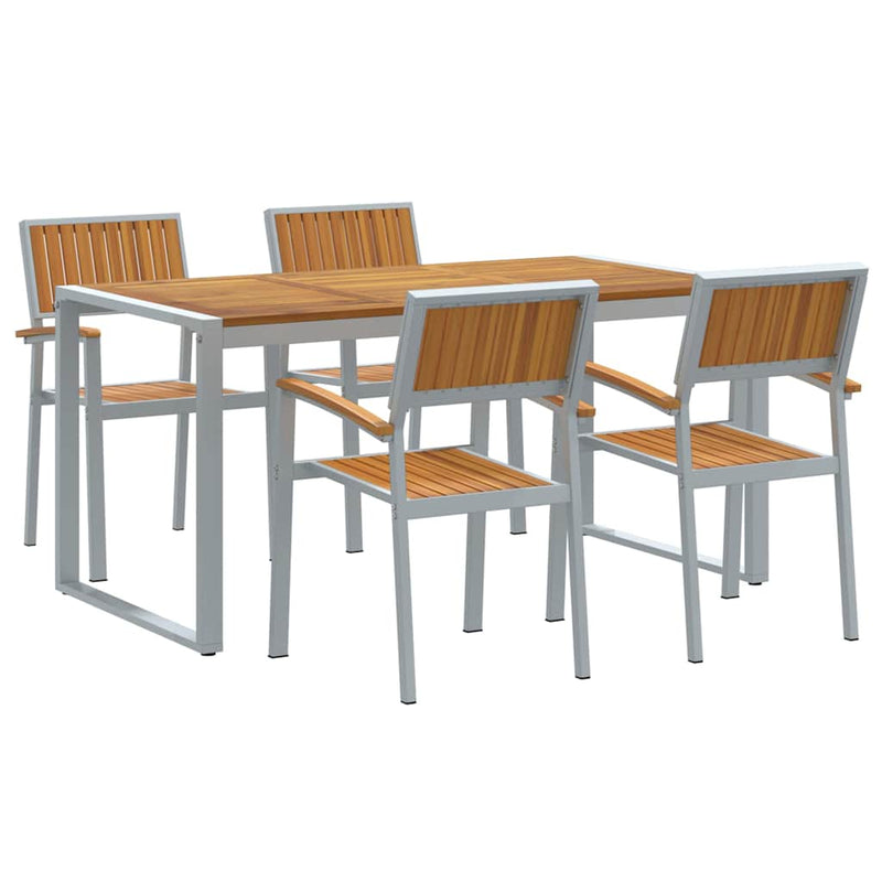 vidaXL Kert étkező szett 5 pcs Szürke és barna 160 x 80 x 75 cm