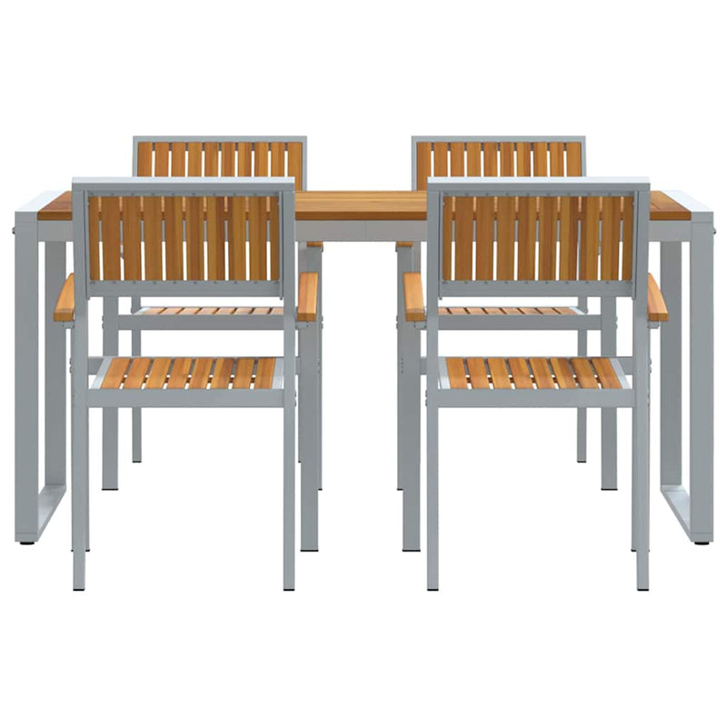 vidaXL Kert étkező szett 5 pcs Szürke és barna 160 x 80 x 75 cm