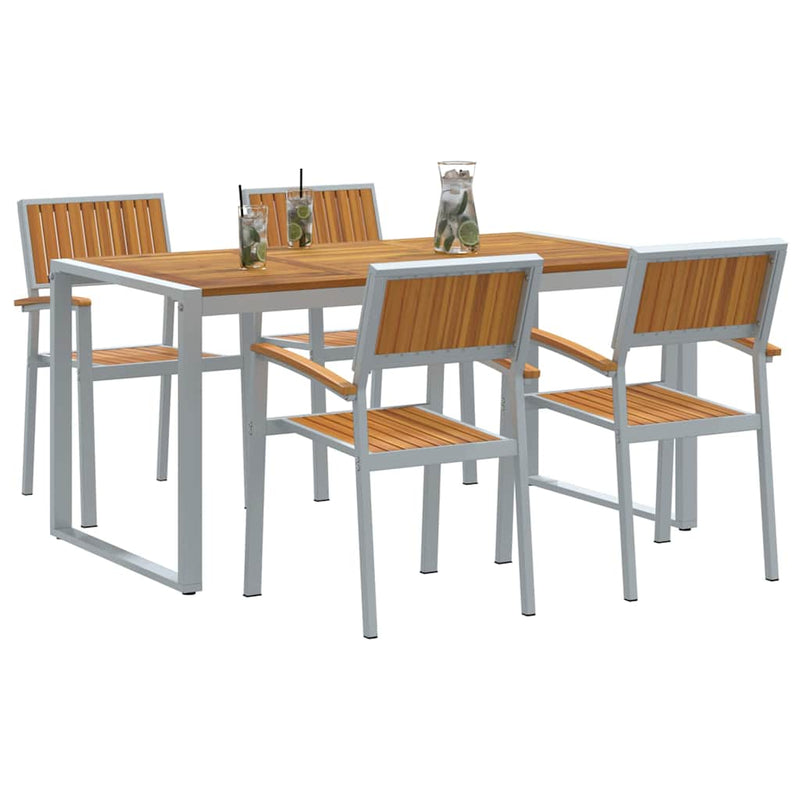 vidaXL Kert étkező szett 5 pcs Szürke és barna 160 x 80 x 75 cm