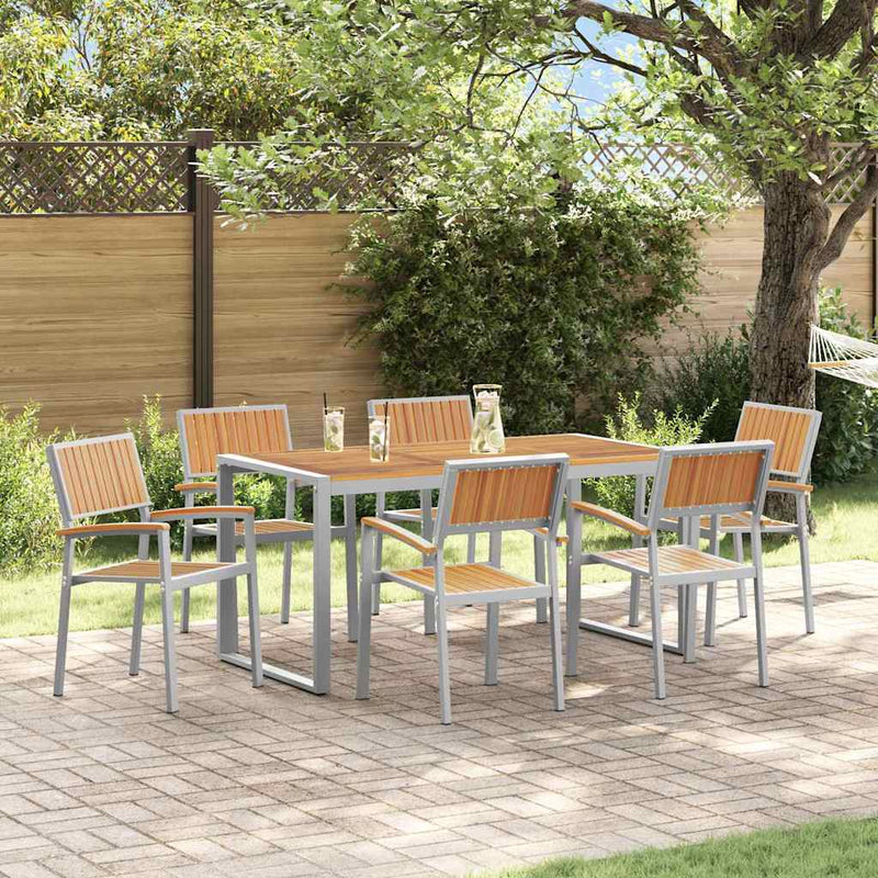 vidaXL Kert étkező szett 7 pcs Szürke és barna 160 x 80 x 75 cm