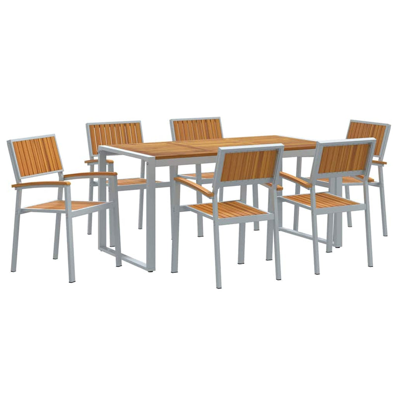 vidaXL Kert étkező szett 7 pcs Szürke és barna 160 x 80 x 75 cm