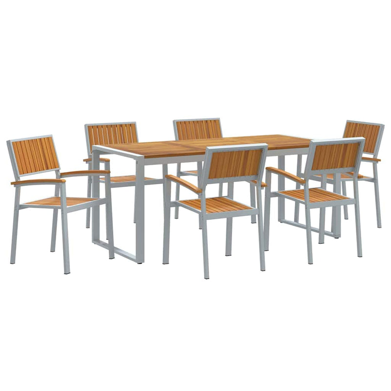 vidaXL Kert étkező szett 7 pcs Szürke és barna 180 x 90 x 75 cm