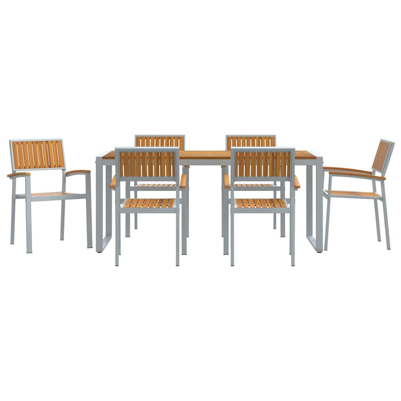 vidaXL Kert étkező szett 7 pcs Szürke és barna 180 x 90 x 75 cm
