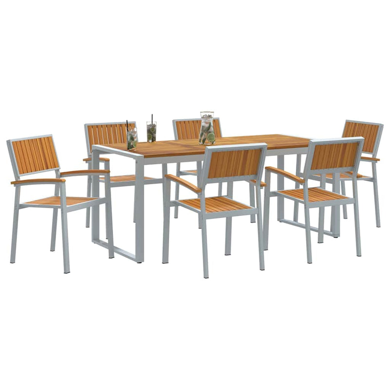 vidaXL Kert étkező szett 7 pcs Szürke és barna 180 x 90 x 75 cm