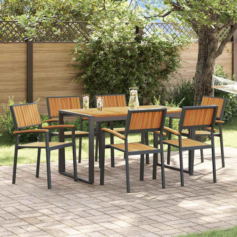 vidaXL Kert étkező szett 7 pcs Fekete és barna 140 x 80 x 75 cm