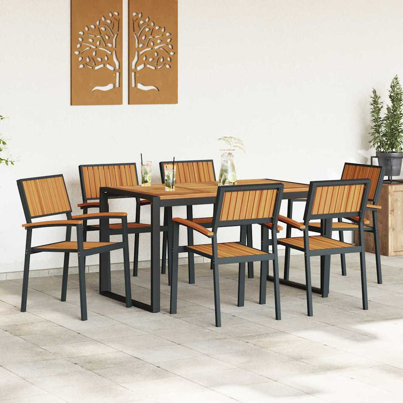 vidaXL Kert étkező szett 7 pcs Fekete és barna 140 x 80 x 75 cm