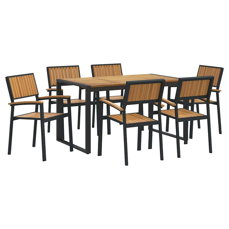 vidaXL Kert étkező szett 7 pcs Fekete és barna 140 x 80 x 75 cm