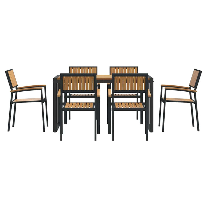 vidaXL Kert étkező szett 7 pcs Fekete és barna 140 x 80 x 75 cm