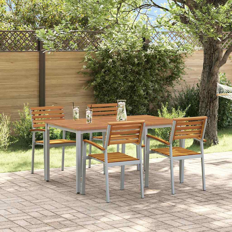 vidaXL Kert étkező szett 5 pcs Szürke és barna 150 x 90 x 75 cm