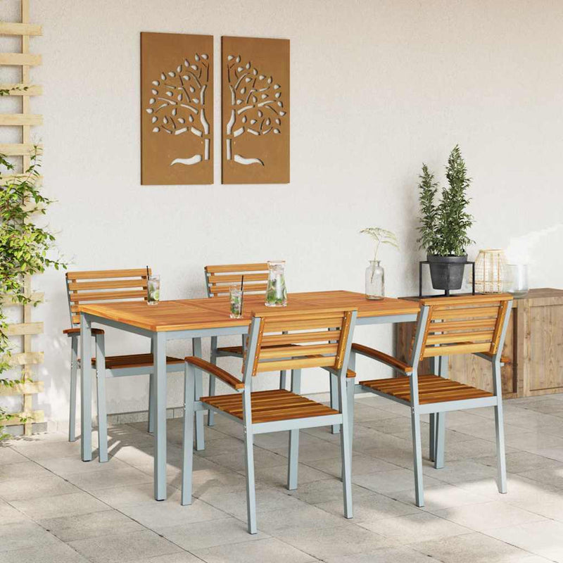 vidaXL Kert étkező szett 5 pcs Szürke és barna 150 x 90 x 75 cm